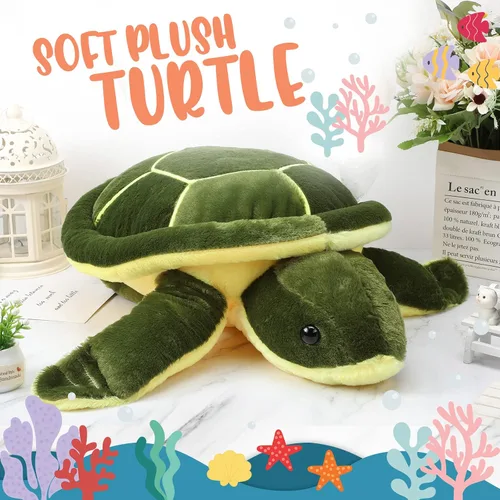 Miniatura 2 de Civaner Animales de peluche grandes de tortuga marina verde, juguetes de felpa suave y gigante, almohada corporal de tortuga oceánica, muñeca
