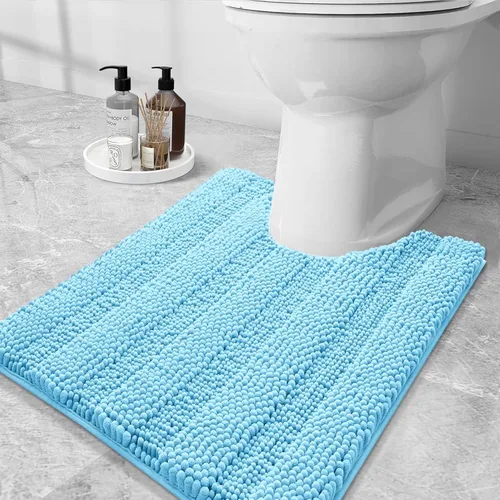 Miniatura 128 de Grandaily Alfombras de baño de felpilla a rayas de 24 x 16 pulgadas, extra gruesas y suaves, absorbentes, parte trasera de goma, alfombra de ducha