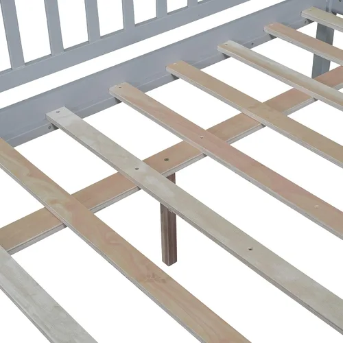 Miniatura 4 de Polibi Sofá cama de tamaño matrimonial, marcos de cama de día completo de madera con dos cajones y barandillas de seguridad para dormitorio, sala