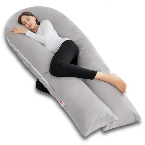 Miniatura 27 de Meiz - Almohada de embarazo, almohadas refrescantes de embarazo para dormir, almohada de embarazo de cuerpo completo con funda reversible de jersey