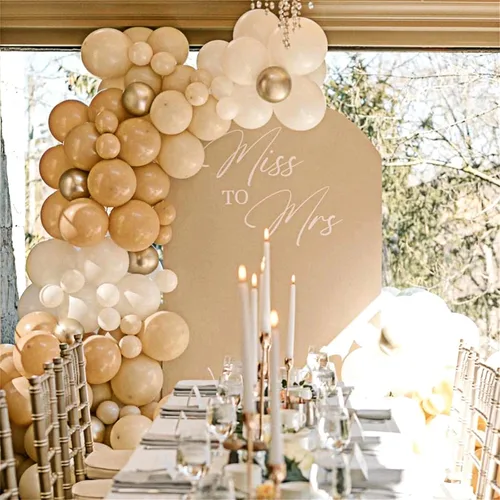 Miniatura 8 de Globos Beige Blanco Dorado, 60 Piezas Globos de Confeti Metálico Dorado Arena Beige Blanco para Niñas, Globos Dorados Nude de Doble Relleno Crema