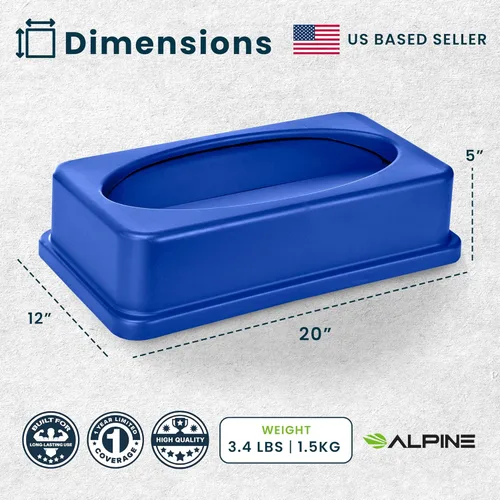 Miniatura 5 de Alpine Industries - Tapa delgada para bote de basura, tapa compacta para cubo de basura, parte superior de plástico variado y duradera que minimiza