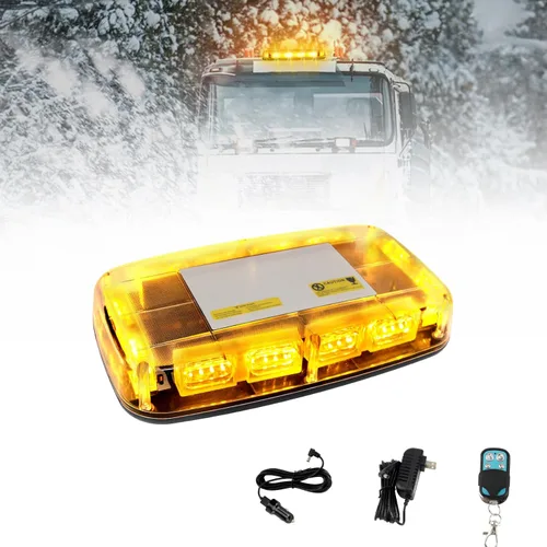 Luz Estroboscópica de Emergencia Ámbar Recargable, Batería Inalámbrica, 48 LED 17 Modos Intermitentes, Brillo Alto y Bajo, Luces de Tráfico de