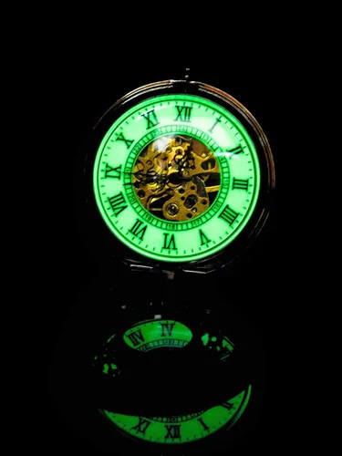 Miniatura 5 de BOSHIYA Mens Vintage Skeleton Pocket Watch Steampunk Windup Half Hunter Mechanism Gear Cover with Chain