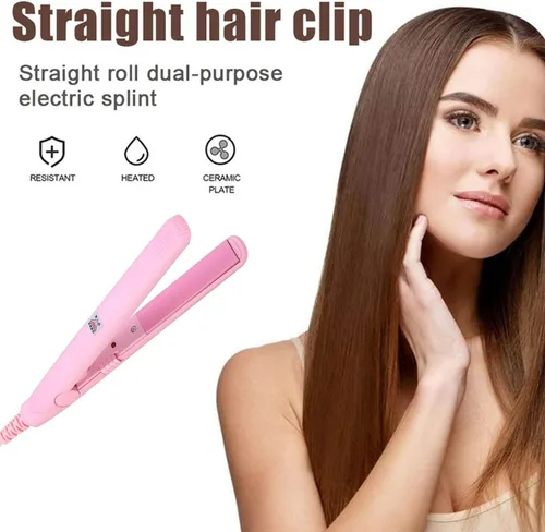 Miniatura 2 de Mini rizador 2 en 1, alisador y rizador de pelo de tamaño de viaje, rizador de calefacción para cabello corto, herramienta profesional de peinado