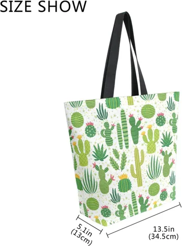 Miniatura 4 de SUABO Bolsa de asas de cocina reutilizable para comestibles, bolsa de compras de lona para exteriores Cactus