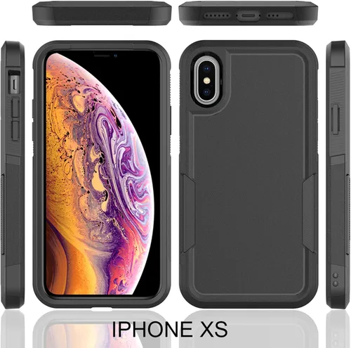 Miniatura 9 de Funda para iPhone X/iPhone Xs: funda protectora de doble capa resistente para teléfono celular, a prueba de golpes, resistente, con protector