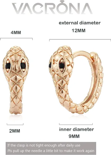 Miniatura 4 de VACRONA - Aretes tipo arracadas para mujer, chapados en oro de 14 quilates, diseño de aro de arracada