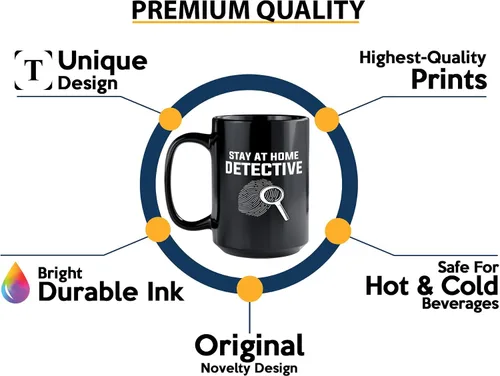 Miniatura 3 de Taza de café detective de 15 onzas, color negro, manténgase en casa - Oficial de policía policía patrulla detective sheriff aplicación de la ley