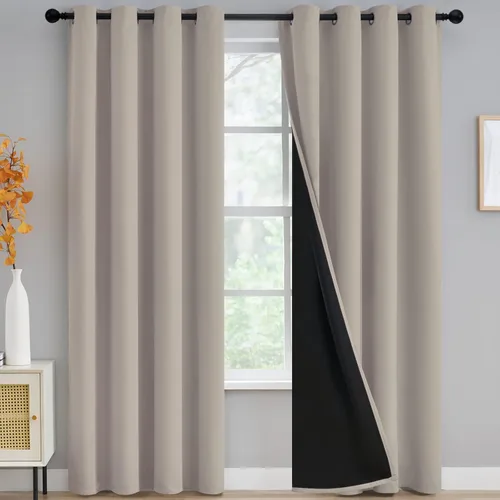 Miniatura 265 de Yakamok Cortinas negras, cortinas de ventana con aislamiento térmico y eficiencia energética para dormitorio, cortinas opacas completas y cortinas