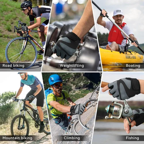 Miniatura 8 de OZERO Guantes de ciclismo para hombre Guantes de ciclismo transpirables de gel, guantes de montaña y carretera, guantes de bicicleta antideslizantes