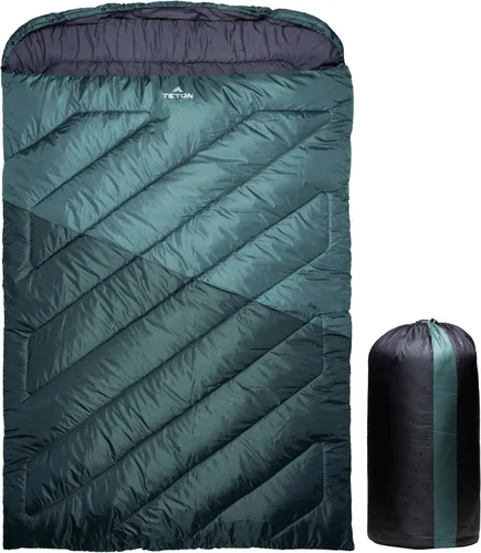 Miniatura 15 de Teton Mammoth - Saco de dormir doble tamaño Queen - Una bolsa cálida que toda la familia puede disfrutar, ideal para camping, caza y campamento Verde