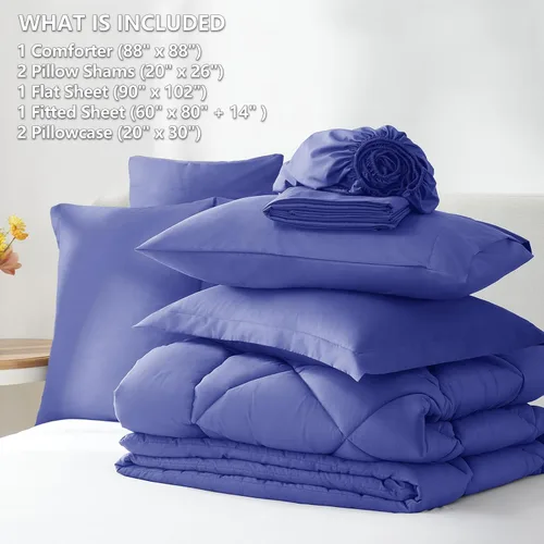 Miniatura 379 de CozyLux Juego de edredón tamaño King, color naranja quemado, toda la ropa de cama en una sola bolsa, 7 piezas: edredón, fundas de almohada