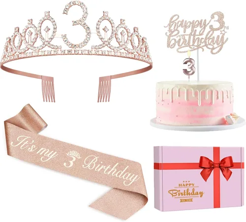 Miniatura 28 de Decoraciones de cumpleaños número 13 para niñas, incluyendo corona/tiara de cumpleaños 13, banda oficial para adolescentes y decoración de pastel