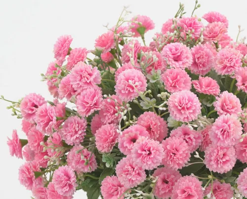 Miniatura 3 de 2 flores artificiales de clavel pequeñas a granel con tallos de seda, flores de clavel de seda para exteriores, bodas, hogar, hotel, decoración