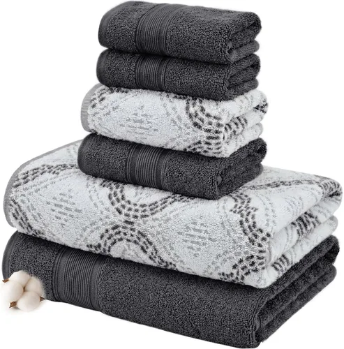 Miniatura 9 de Modern Threads Amaris - Juego de 6 toallas reversibles de jacquard teñido con hilo, toallas de baño, toallas de mano y paños de lavado