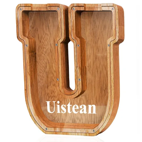Miniatura 73 de Alcancía de madera grande personalizada con letras – Alcancía de letras para niños y niñas, regalo de cumpleaños (A)