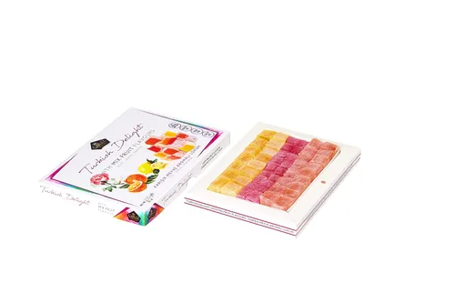 Miniatura 3 de Cerez Pazari Delicia turca con sabores de mezcla de rosa, naranja y limón, 8.1 onzas, caja de regalo gourmet de bocadillos de tamaño pequeño, sin