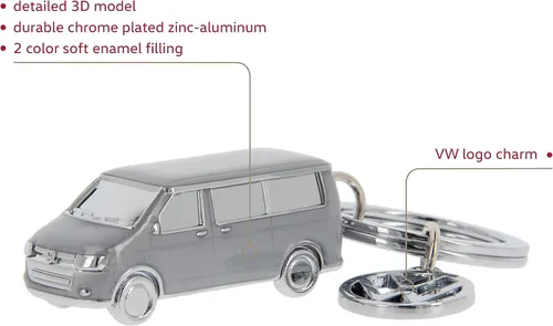 Miniatura 9 de BRISA VW T5/T6 Bus Campervan - Colgante con llavero 3D con dije VW, idea de regalo para los fanáticos de Volkswagen (cromado, esmaltado), Negro