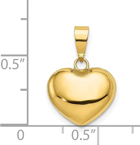 Miniatura 3 de Collar con dije de corazón 3 D de oro amarillo de 14 quilates, joyería fina inflada para mujer, regalos para ella