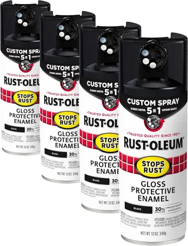 Miniatura 13 de Rust-Oleum 376855 - Pintura en aerosol antióxido personalizada 5 en 1, 12 onzas, color negro mate, (paquete de 1)