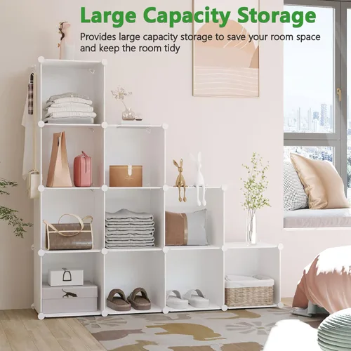 Miniatura 3 de C&AHOME Organizador de almacenamiento en cubos, estantes de 12 cubos, armario de armario, estante modular de plástico para libros, ideal para Milky