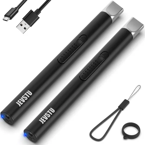 Miniatura 11 de Encendedor de velas, eléctrico recargable con arco USB, resistente al viento, sin llama, encendedor de plasma de palo largo con cuerda y anillo, sin