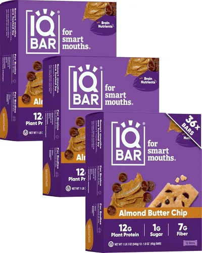 Miniatura 9 de IQBAR - Barras de proteínas para el cerebro y el cuerpo a base de plantas - Banana y nuez - 24 unidades - Keto, veganas, bajas en carbohidratos