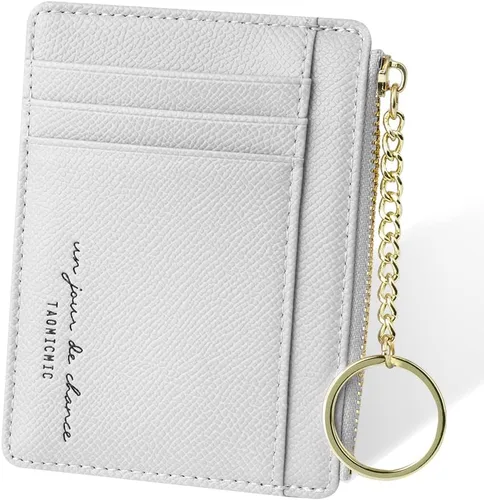 Miniatura 63 de URAQT Cartera para tarjetas de crédito, cartera minimalista de cuero delgado con cremallera, mini protector de tarjeta de crédito, llavero bolsillo