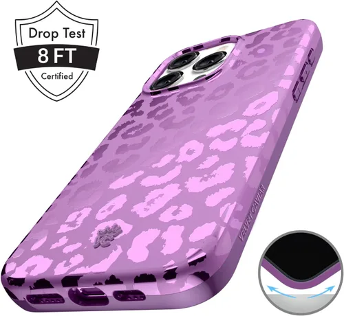 Miniatura 5 de VELVET CAVIAR Funda para iPhone 15 Pro, compatible con MagSafe, probada en caídas de 10 pies, estampado de leopardo y amatista púrpura