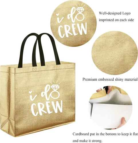 Miniatura 5 de CUTERUI GIFTED 1 bolsa de regalo no tejida de Champagne I Do Crew para regalos de dama de honor, regalos de despedida de soltera Champán 1 pieza