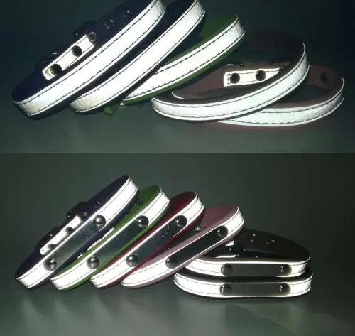 Miniatura 3 de High Bright - Collar reflectante de piel sintética para cachorros, de piel sintética con reflejo de seguridad, collares reflectantes para mascotas