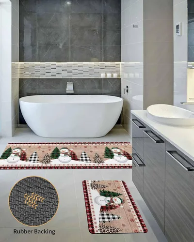 Miniatura 5 de Tapete de baño de muñeco de nieve de Navidad para bañera, tapete antideslizante de secado rápido y absorbente, de tierra de diatomeas, tapete