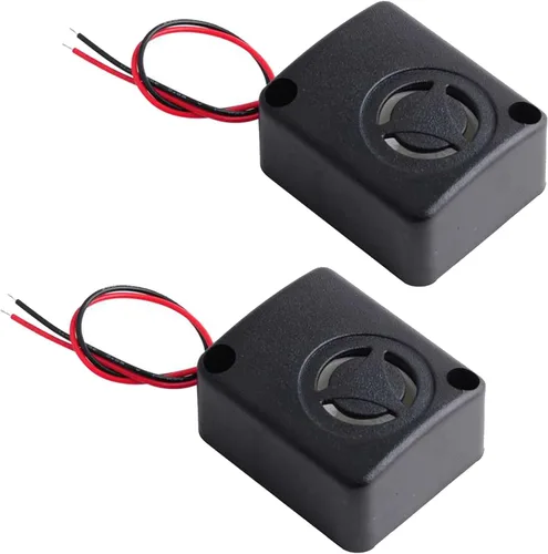2 unids 12 V DC negro mini alarma piezoeléctrica sirena 110dB seguro seguro alarma antirrobo zumbador de alto decibelio para coche