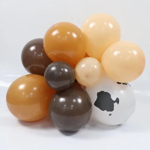 Miniatura 8 de Kit de arco de globos de vaquero – 150 piezas de cacao de albaricoque marrón desnudo con globos de impresión de vaca para decoración de fiesta