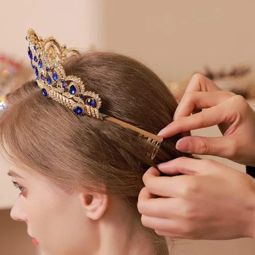 Miniatura 9 de Kamirola - Corona de tiaras para mujeres y niñas, diademas de cristal con peine para novia, boda y fiesta, fiesta de graduación, disfraces góticos