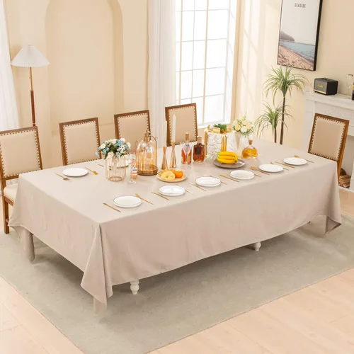 Miniatura 5 de BALCONY & FALCON Mantel rectangular lavable, resistente a las arrugas e impermeable, mantel decorativo de tela de lino para comedor, fiestas