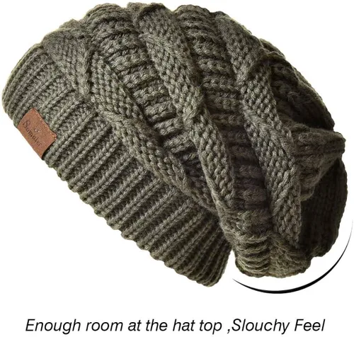 Miniatura 2 de Somaler Gorro de punto para mujer de gran tamaño grueso para invierno gorro de esquí