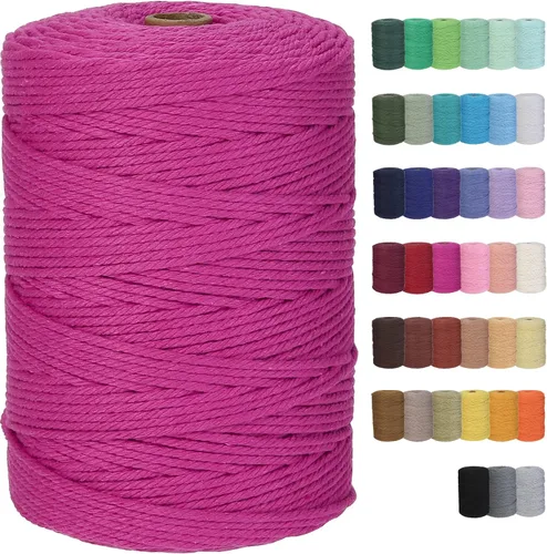 Miniatura 34 de Cuerda de macramé de algodón de 3 mm x 109 yardas, suministros de macramé de color natural, cuerda de algodón suave para colgar plantas, colgante