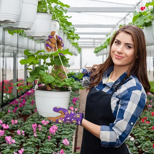 Miniatura 7 de Guantes de jardinería para mujeres, guantes de cuero para trabajo en jardín, a prueba de espinas, sin perforación, para cavar, plantar y podar