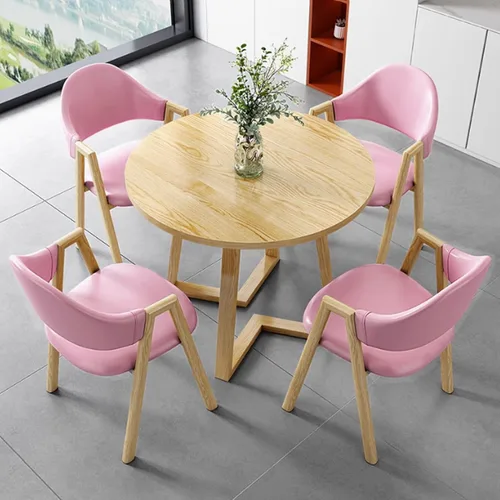 Miniatura 19 de YVYKFZD Office Reception Room Club Table and Chair Set, Simple Kitchen Dining Table Set for 4, Round Conference Table with Metal Legs, Small Cyan