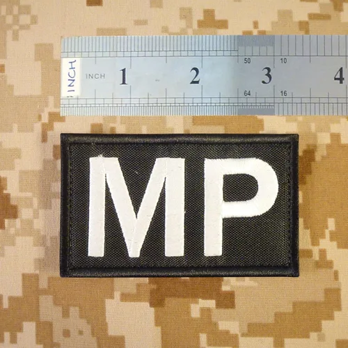 Miniatura 5 de Parche militar de Brassard MP Laser Tactical Morale Army bordado Touch Fastener Patch (negro y blanco)