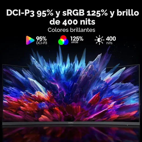 Miniatura 3 de KOORUI Monitor de juegos curvo ultraancho WQHD 3440×1440 de 34 pulgadas, 180Hz 1000R- PIP/PBP, 1ms(MPRT), HDR400, DCI-P3 95%, FreeSync Premium, 1 x