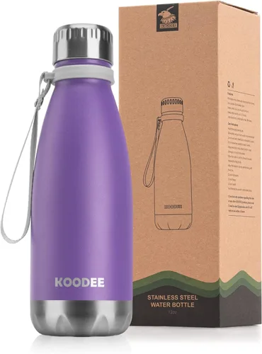 Miniatura 32 de koodee Botella deportiva de agua aislada al vacío de doble pared de acero inoxidable, 17 oz, con forma de botella de refresco, a prueba de fugas