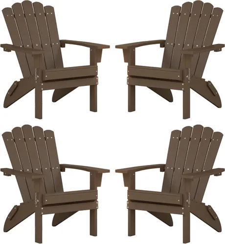 Miniatura 12 de Juego de 2 sillas Adirondack plegables de HDPE, sillas de patio resistentes a la intemperie con reposabrazos anchos y respaldo alto, silla para Negro