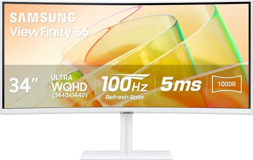 Samsung Monitor de computadora curvado ViewFinity (S65TC) de 34 pulgadas serie Ultra-WQHD 1000R, HDR10, 100Hz, AMD FreeSync, Thunderbolt 4, soporte