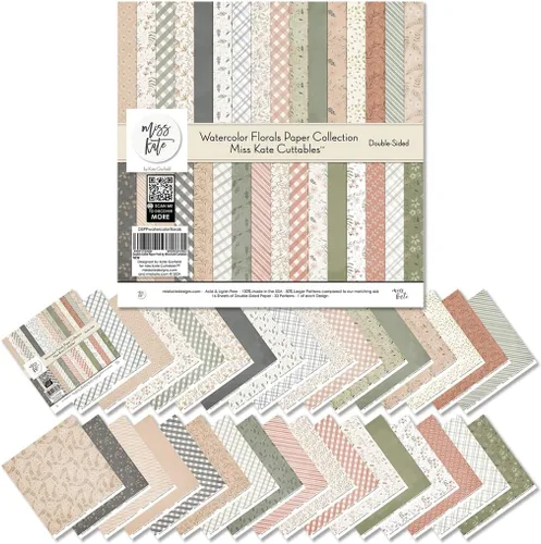 Paquete de papel de patrón – Acuarela Florales – Papel de álbum de recortes de 12 x 12 pulgadas, 12 x 12 pulgadas, diseño floral de álbumes de