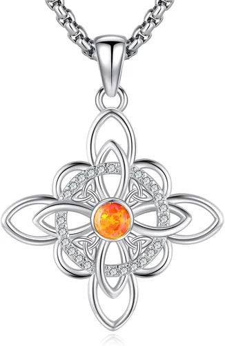 Miniatura 68 de Collar de pentagrama de plata de ley con triple luna, diosa celta, nudo celta, nudo de brujas, Ankh, sol y luna, Hécate, lilith, Santa Muerte