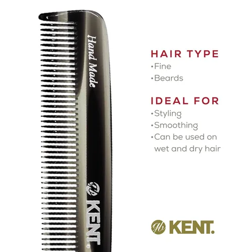 Miniatura 6 de Kent F3T - Peine de dientes finos de grafito negro, peine para separar y alisar el cabello para hombres y mujeres, removedor de caspa, corte