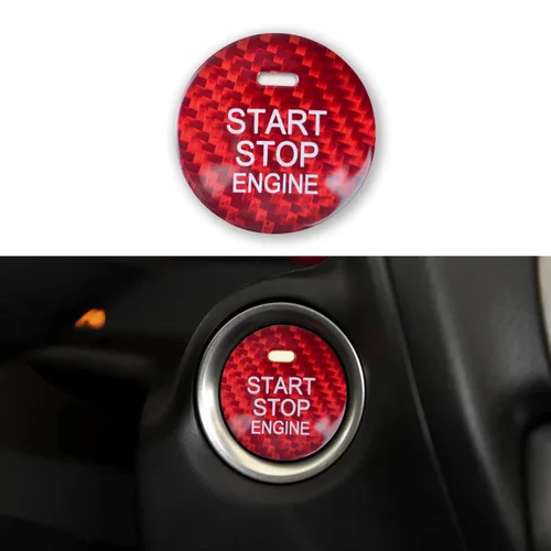 QianBao Compatible con cubierta de botón de arranque y parada, de fibra de carbono, sin llave, para Mazda 3, 6, CX-5, MX-5, color rojo